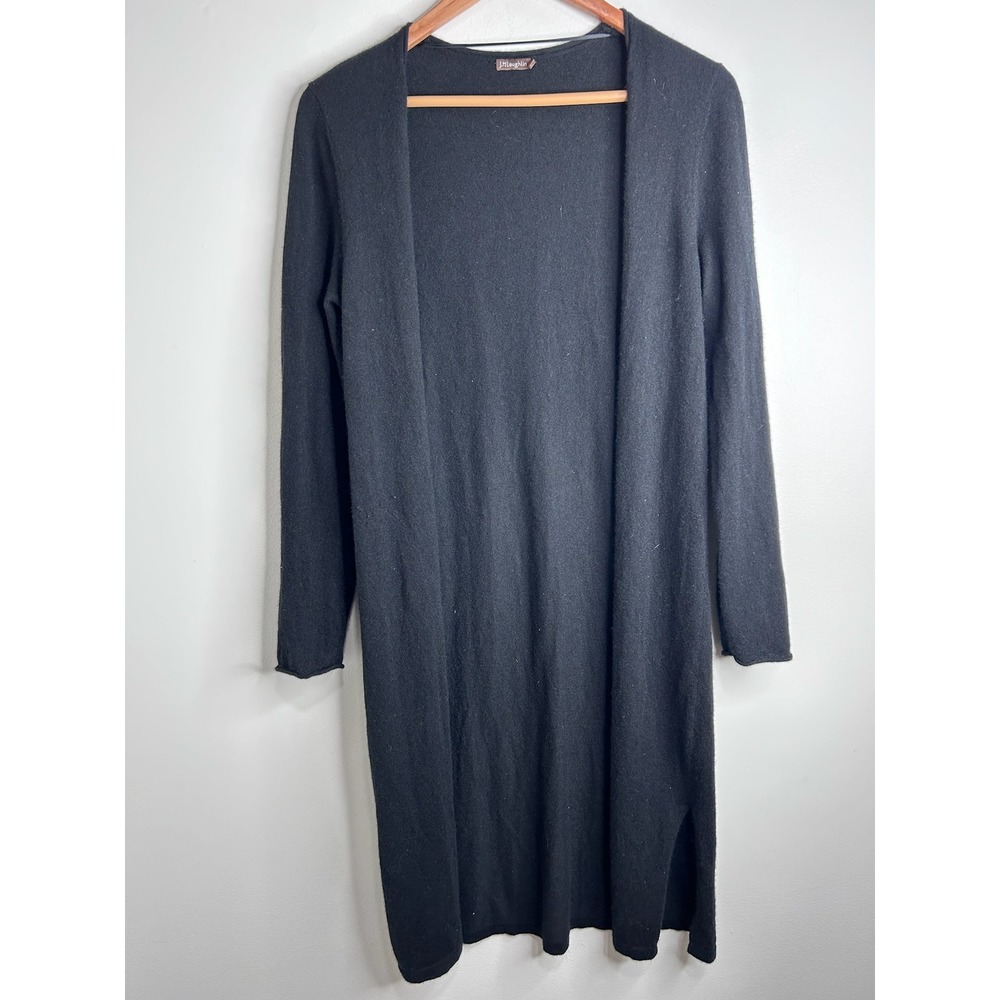 J. McLaughlin Black Open-Front Long Cardigan